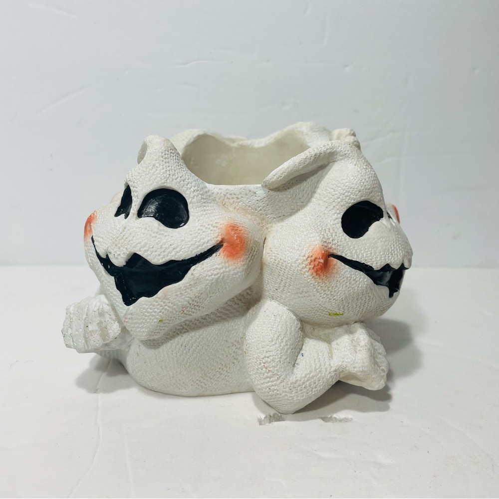 Spooky Ghost Halloween Planter New Holland Floral ‘97 Vintage Four Ghosts Round